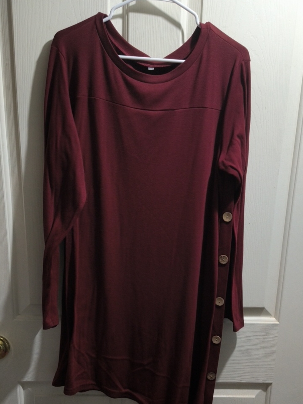 Burgundy Long Sleeve Button-Trim Tunic - Picture 1 of 4